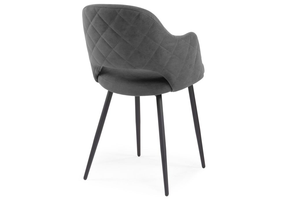 Стул на металлокаркасе Гутрид прошивка ромбы сзади темно-серый / черный