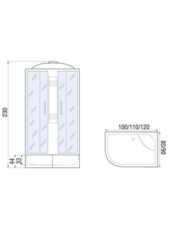 Душевая кабина RIVER NARA XL 110/80/44 MT R  110x80x230 10000006210 Правая Асимметрия