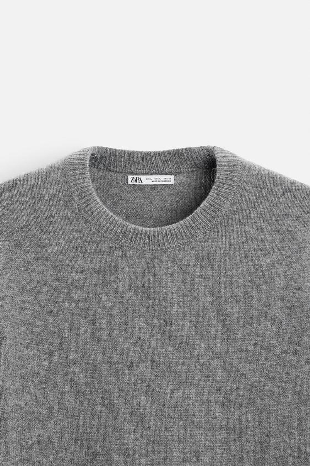 ZARA СВИТЕР ИЗ ШЕРСТИ И КАШЕМИРА, СЕРЫЙ С МЕЛАНЖЕВЫМ ЭФФЕКТОМ