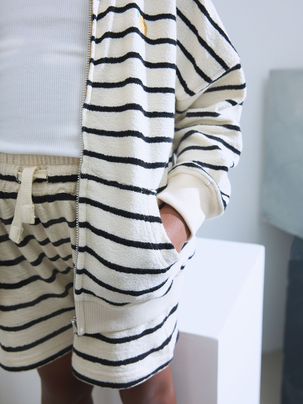 Толстовка с капюшоном на молнии для девочки Next AH6-487, Белый, Черный