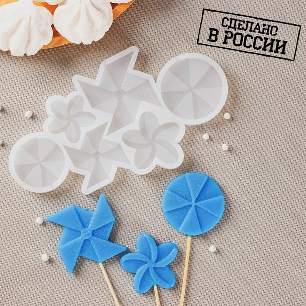 Форма силиконовая для леденцов "Ветерок" 19*10 см. d=5, d=4 см.