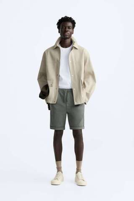ZARA ШОРТЫ КОМФОРТНОЙ ПОСАДКИ, ОЛИВКОВЫЙ