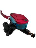 Ручка тормоза левая красная (перепускной болт М10) с креплением зеркала М8 для электровелосипеда