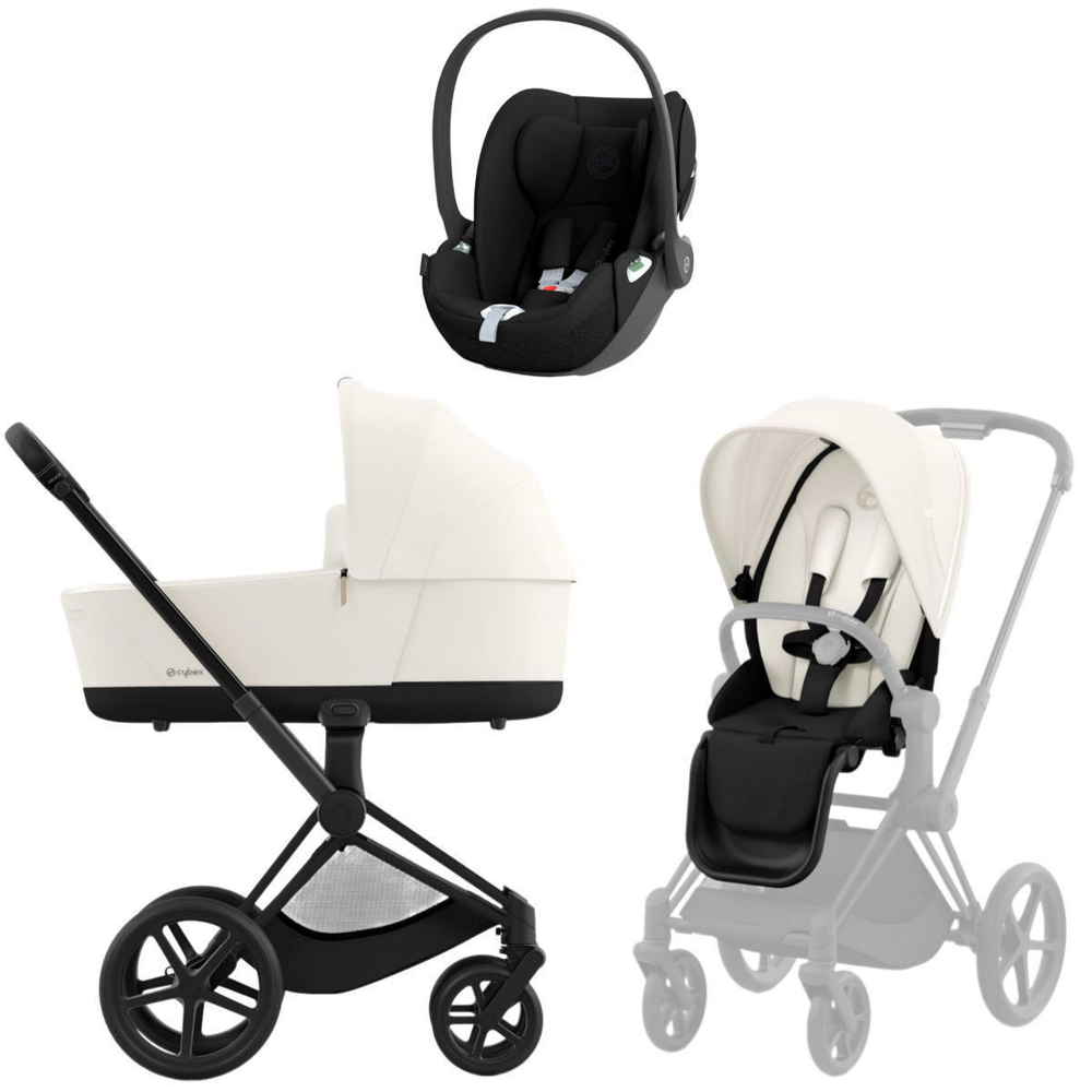 Коляска 3 в 1 Cybex Priam IV Matt Black complete и автокресло Cloud T i-Size Sepia Black Off White