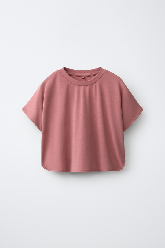 ZARA СПОРТИВНАЯ ФУТБОЛКА СВОБОДНОГО КРОЯ, ПУДРОВО-РОЗОВЫЙ