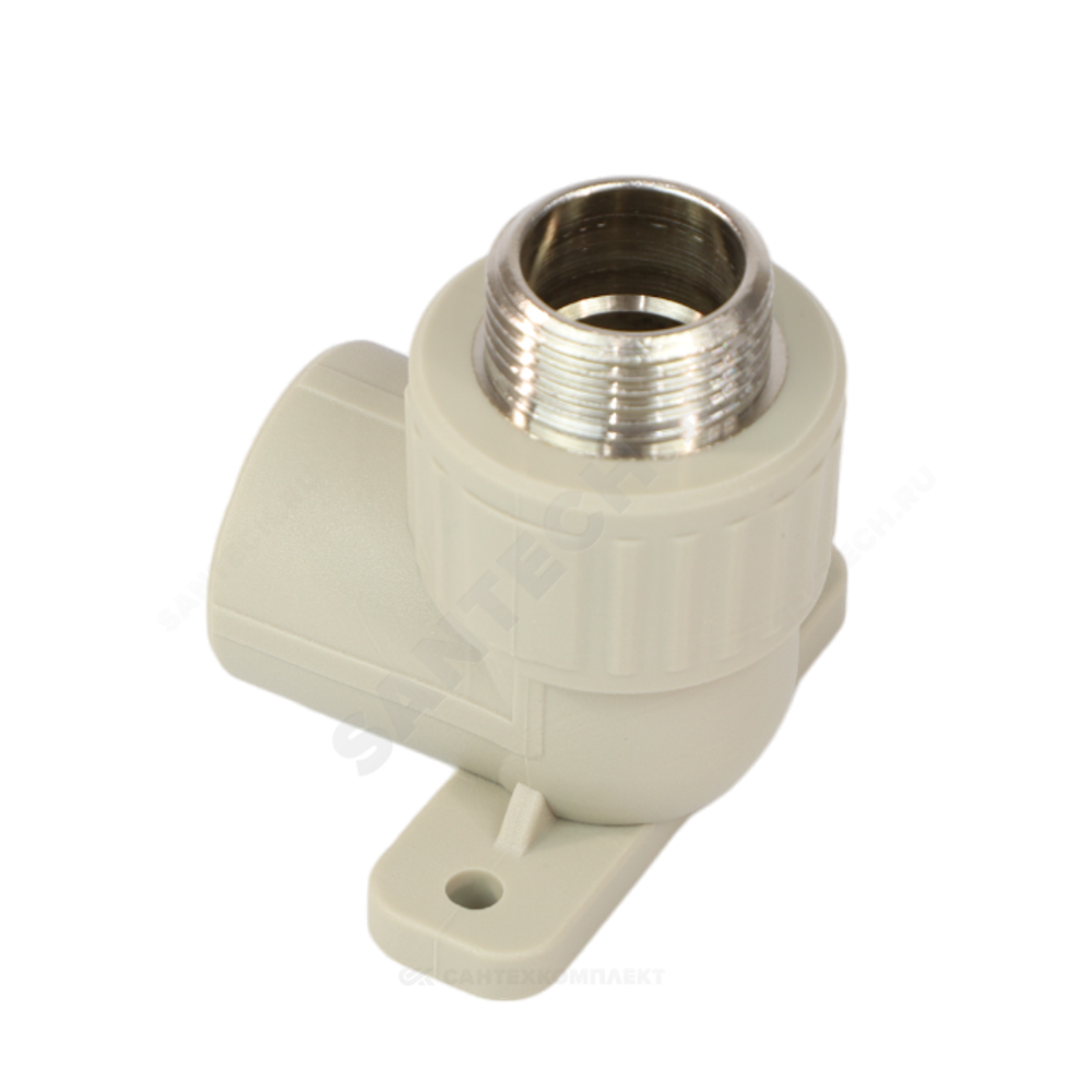 Угольник PP-R комбинированный серый Дн 25х3/4" НР с креплением VALFEX 10121125Г