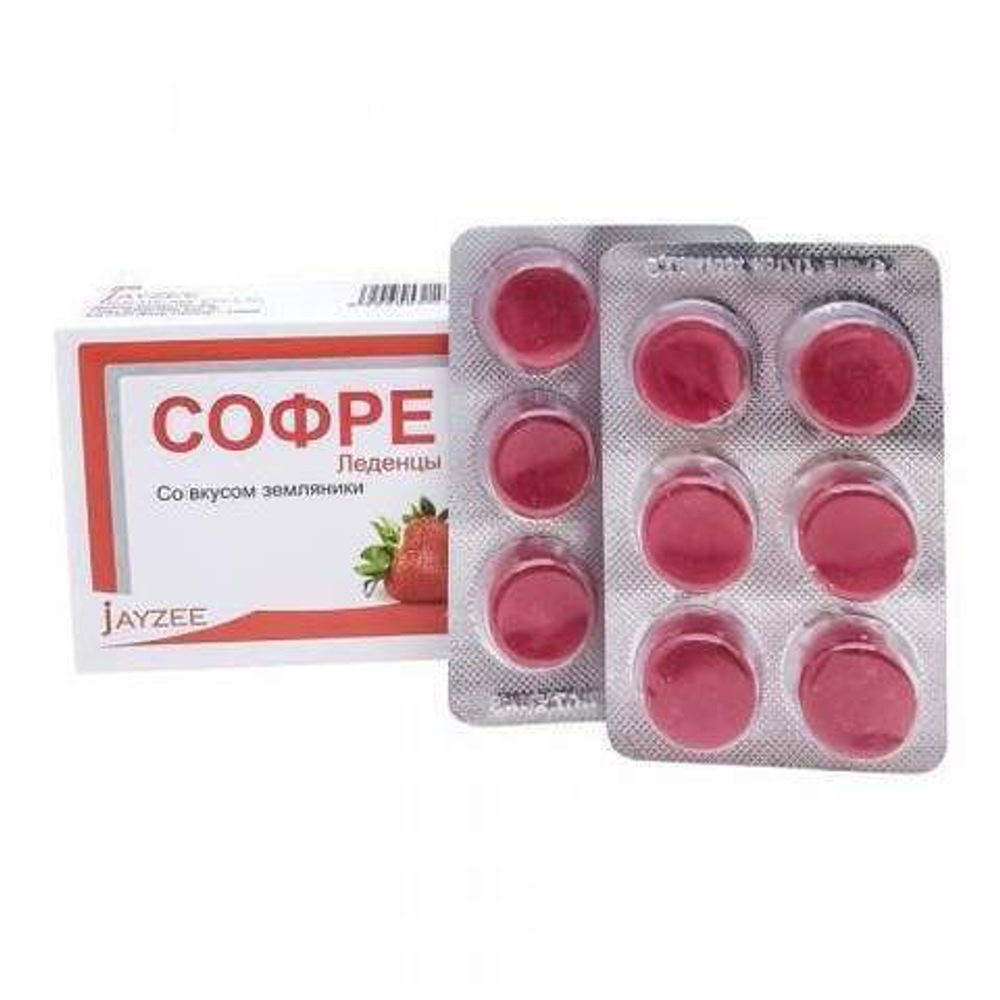Леденцы от кашля Софре Oxford вкус Земляника Soufre 2,5 гр x 12 шт
