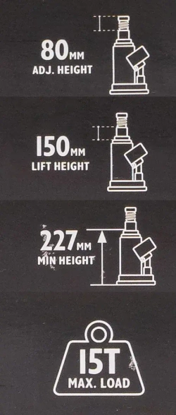 Домкрат бутылочный 15т с клапаном JCB JCB-TH91504