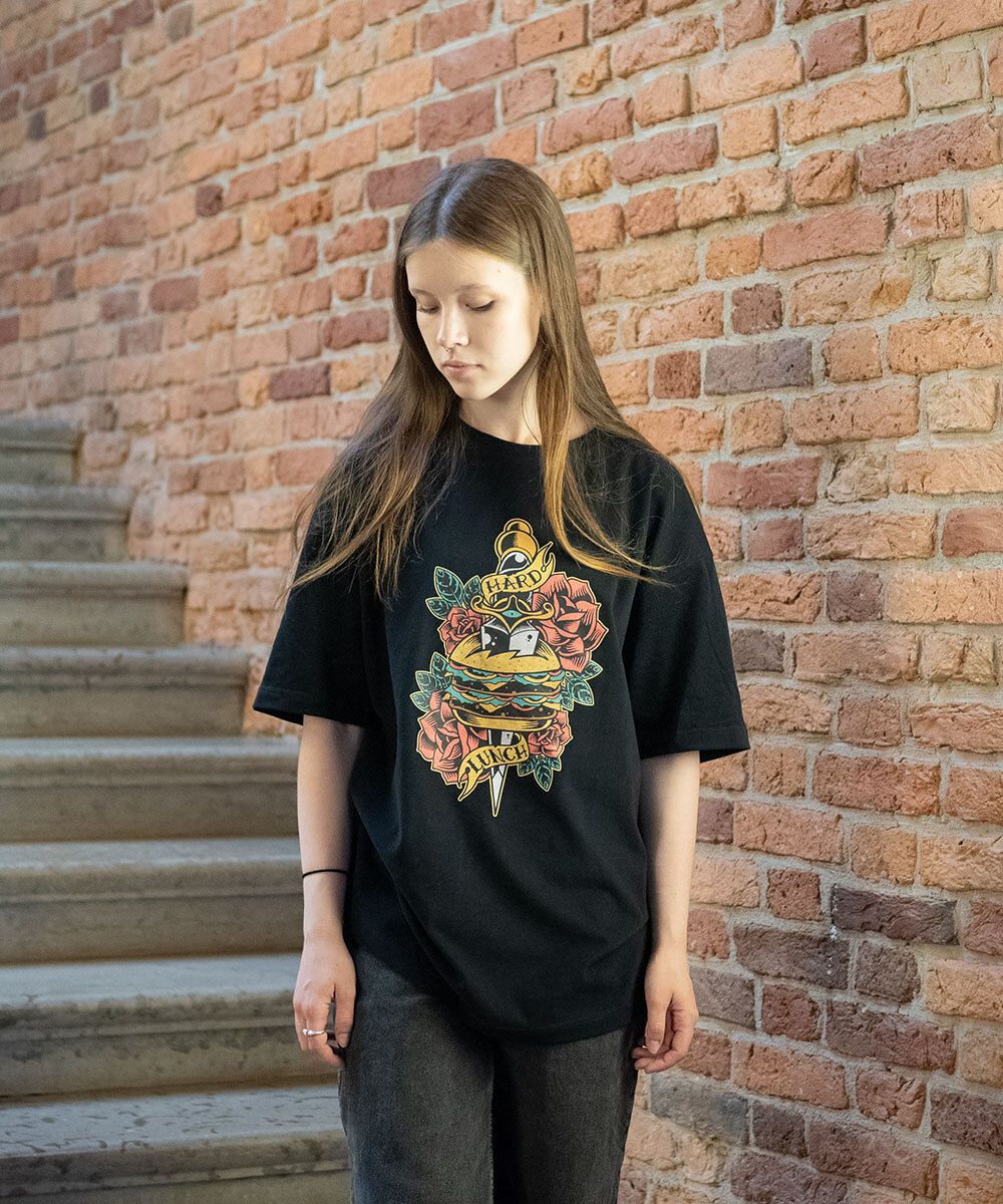 Футболка Hardlunch оверсайз Burger черная