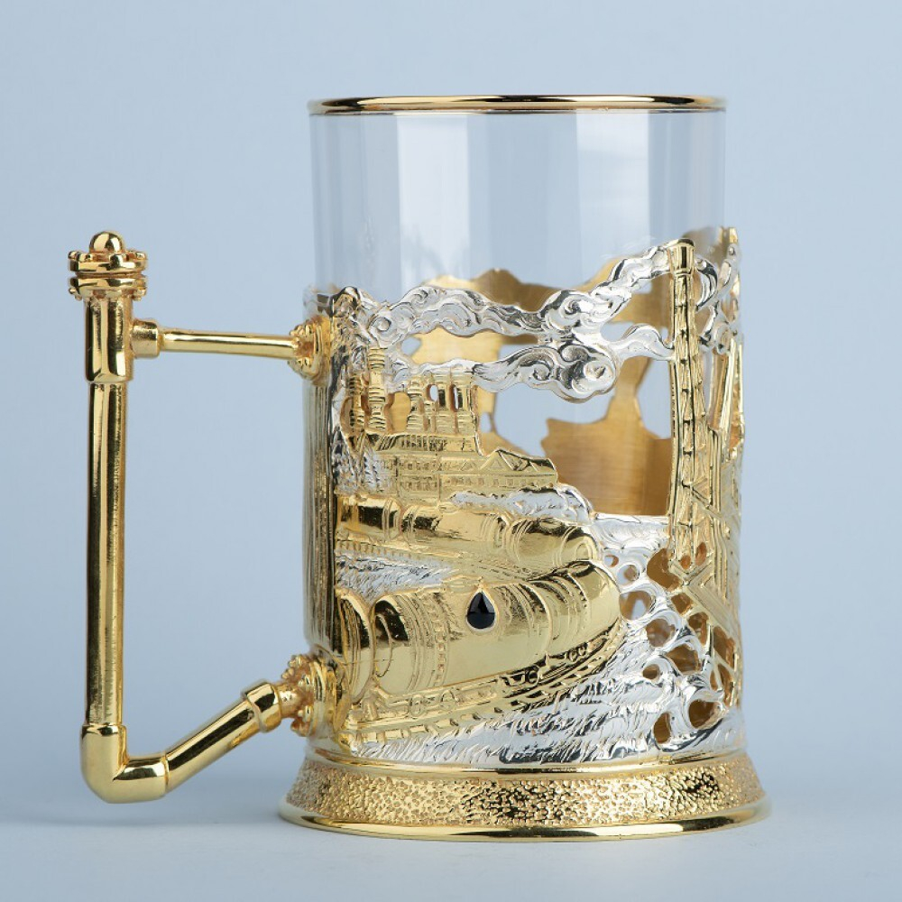 Подстаканник Нефтяники с позолотой