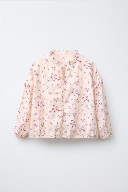 ZARA БЛУЗА С ЦВЕТОЧНЫМ ПРИНТОМ, ЭКРЮ