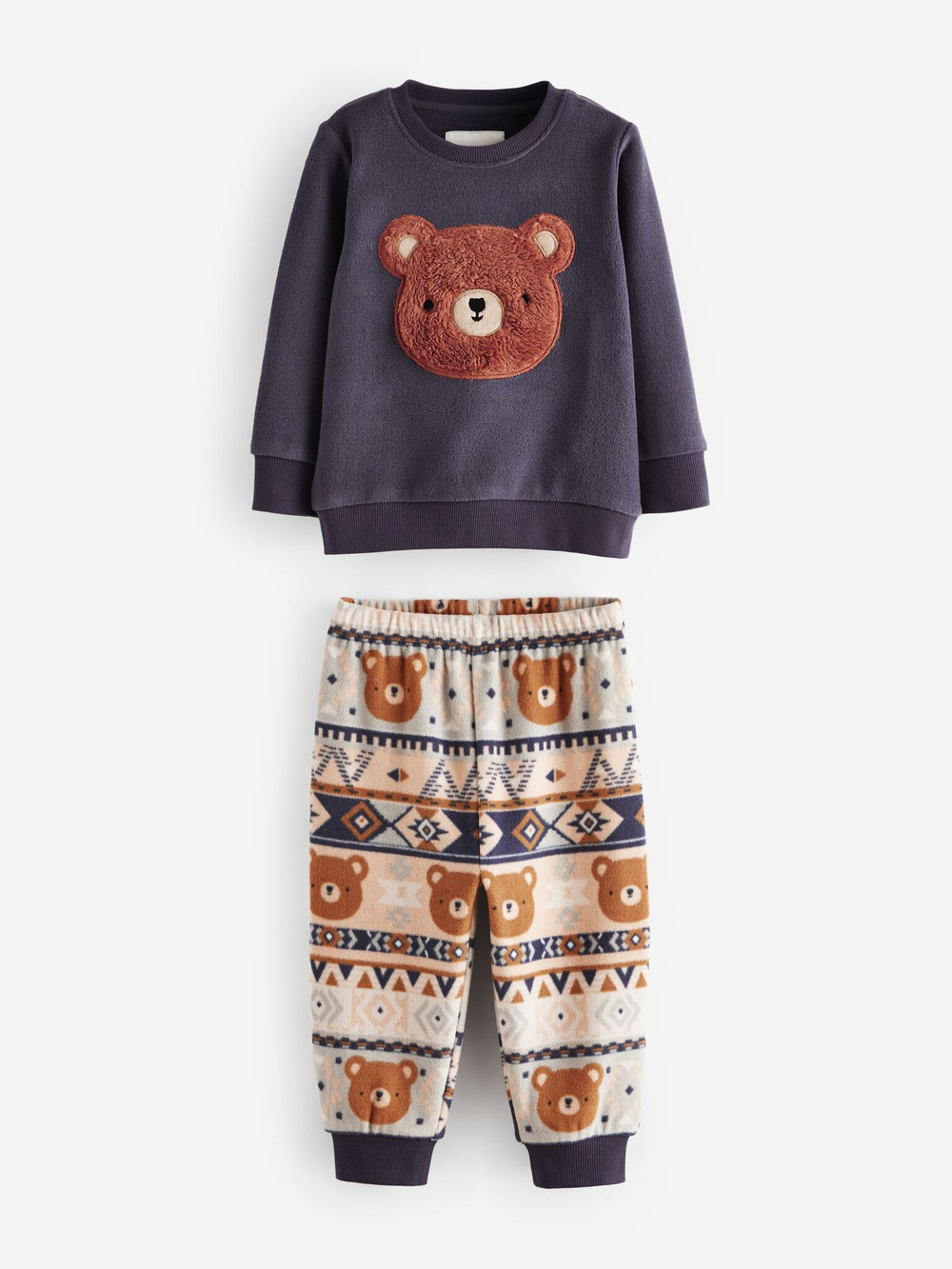 Пижама флисовая для мальчика Next B06-976, Темно-синий, Бежевый