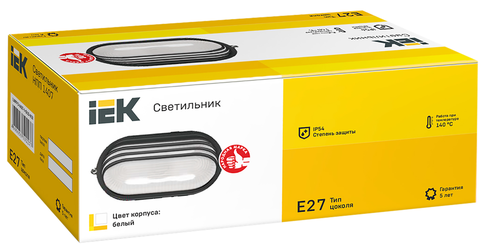 Светильник НПП1407 белый/овал ресничка 60Вт IP54 IEK