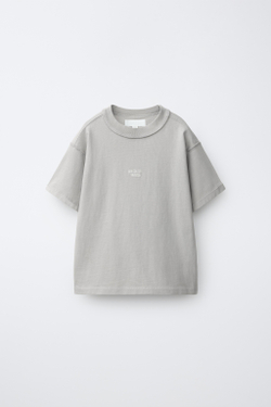 ZARA ФУТБОЛКА HEAVY WEIGHT С ВЫШИВКОЙ, СВЕТЛО-СЕРЫЙ