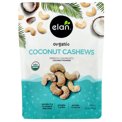 Elan, Органические кокосовые кешью, 160 г (5,6 унции)