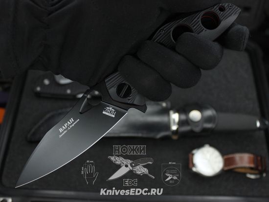 Складной нож НОКС Варан (Black Red) 335-708406 c клинком из стали D2, рукоять G10