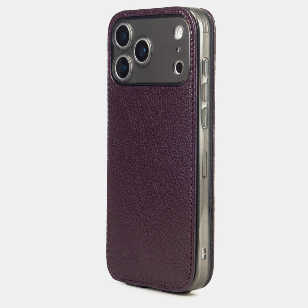 Чехол iPhone 17 Pro натуральная кожа козы, фиолетового цвета
