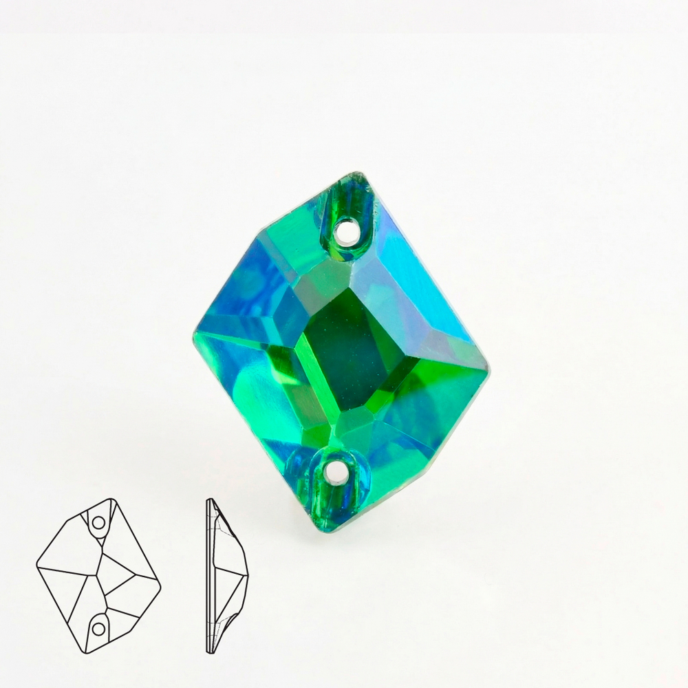 Пришивные стеклянные стразы (Deep Green AB) Cosmic