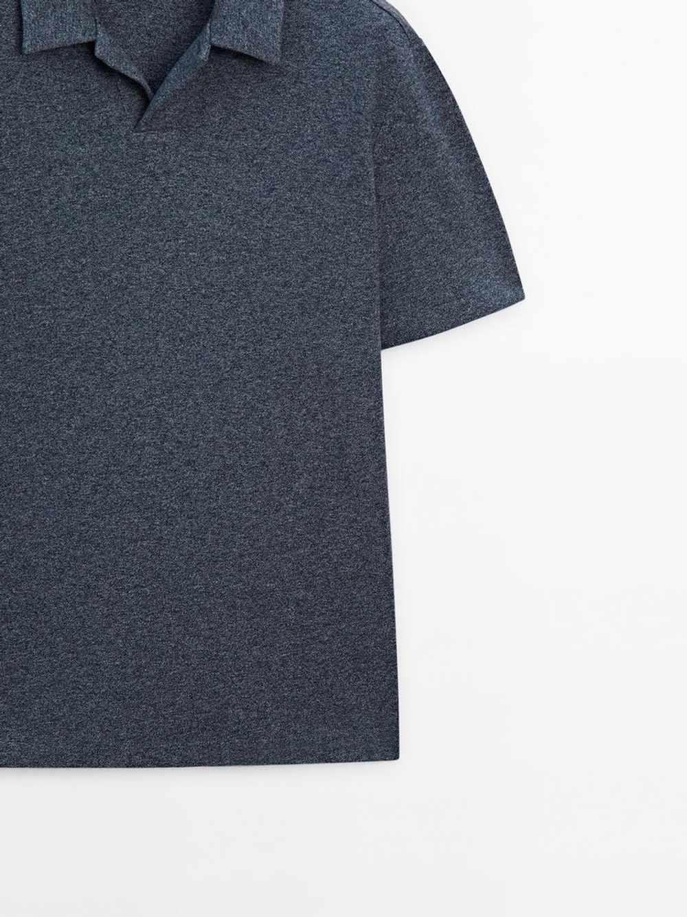 Massimo Dutti Поло из 100% хлопка с деталью из мулине, темно-синий