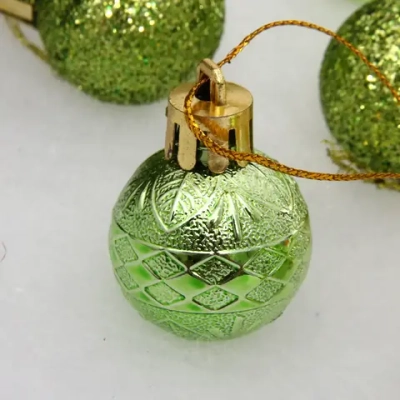 Новогодние шары 3 см (набор 9 шт) «Микс фактур», салатовый