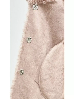 Шуба чебурашка длинная из овечьей шерсти, розово-бежевая, SilverFox