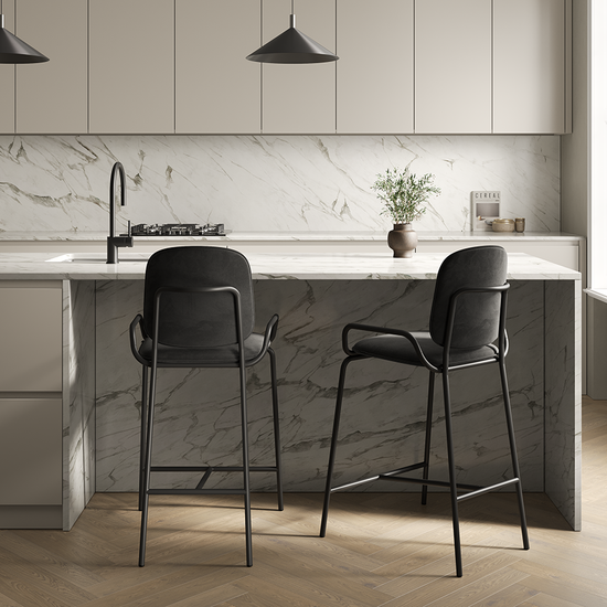 Стул барный ror, 2 frame, велюр, черный/черный