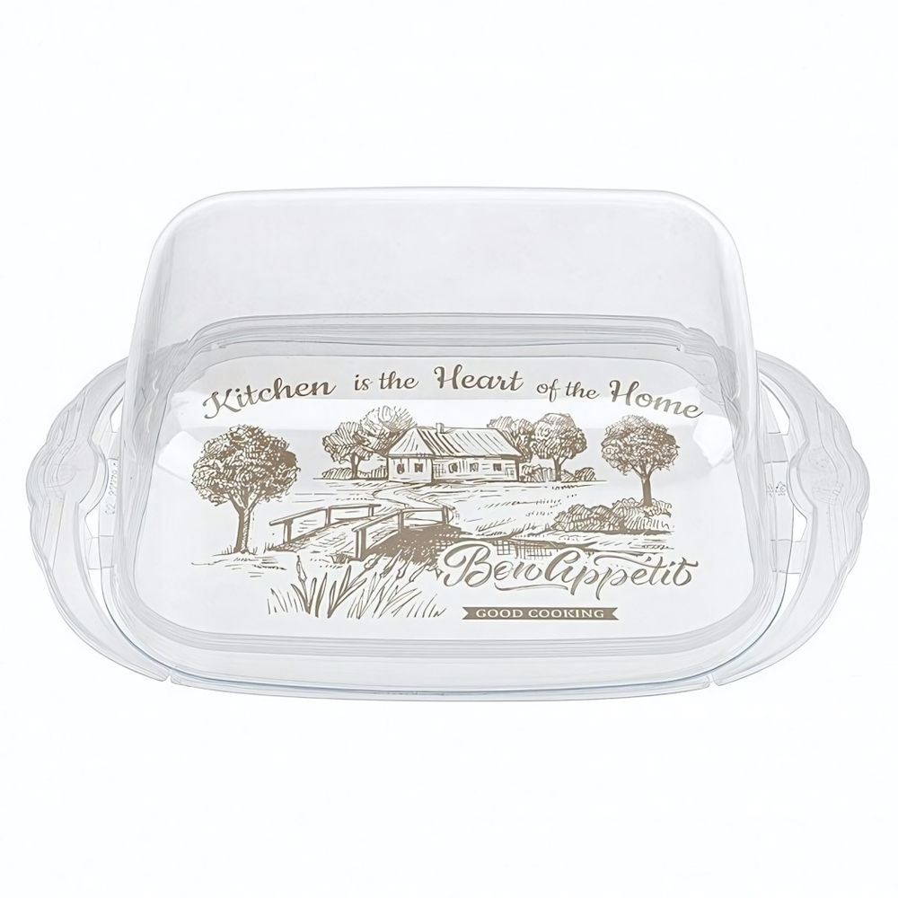 Масленка с декором 189х110х69 мм (бесцветный)