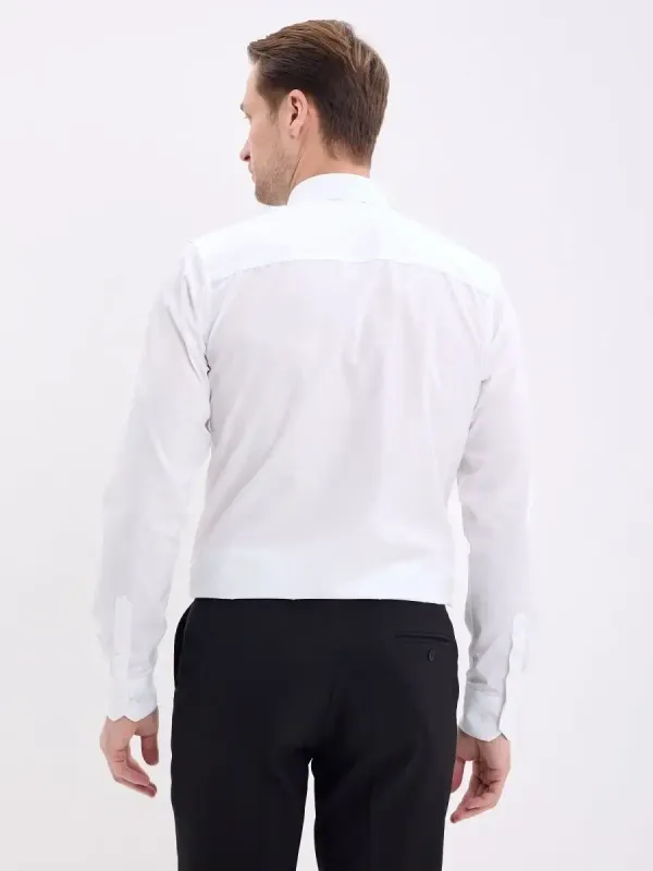 Рубашка на высокий рост LONG SLIM FIT с длинным рукавом, белая