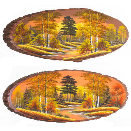 Панно на срезе дерева "Осень янтарная" горизонтальное 90-95 см R111082