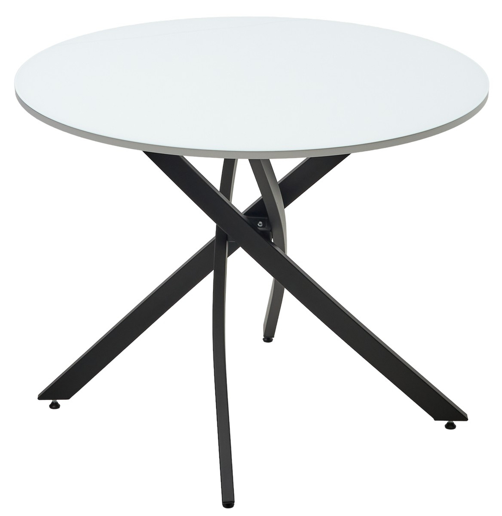 Стол М-City DISAUR Дарио D100 Белый, стекло, Черный каркас