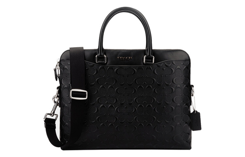 COACH Beckett Leather Portable Crossbody Laptop Bag, Briefcase Large Men"s Black