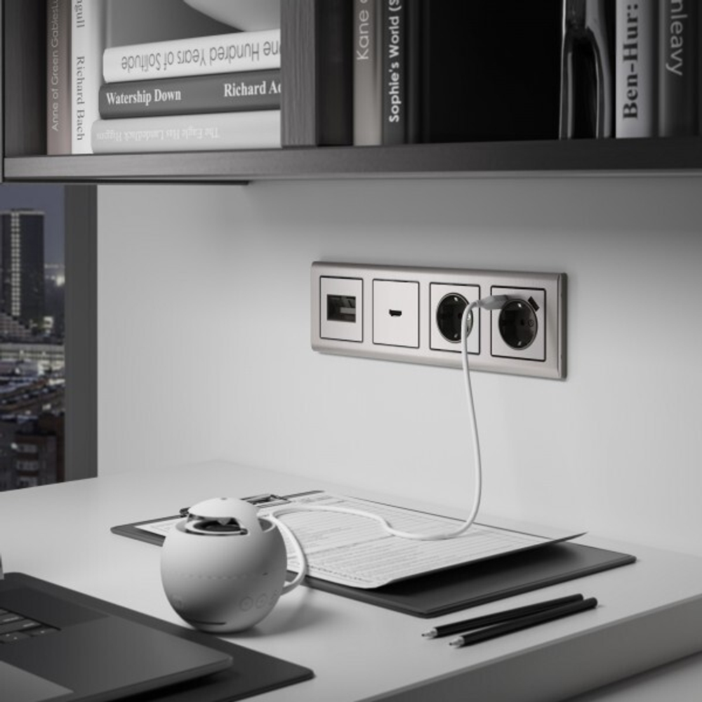 Накладка для розетки USB (глянцевый никель)