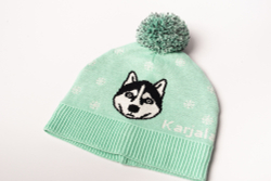 Шапка с помпоном "Хаски из Карелии", на подкладе