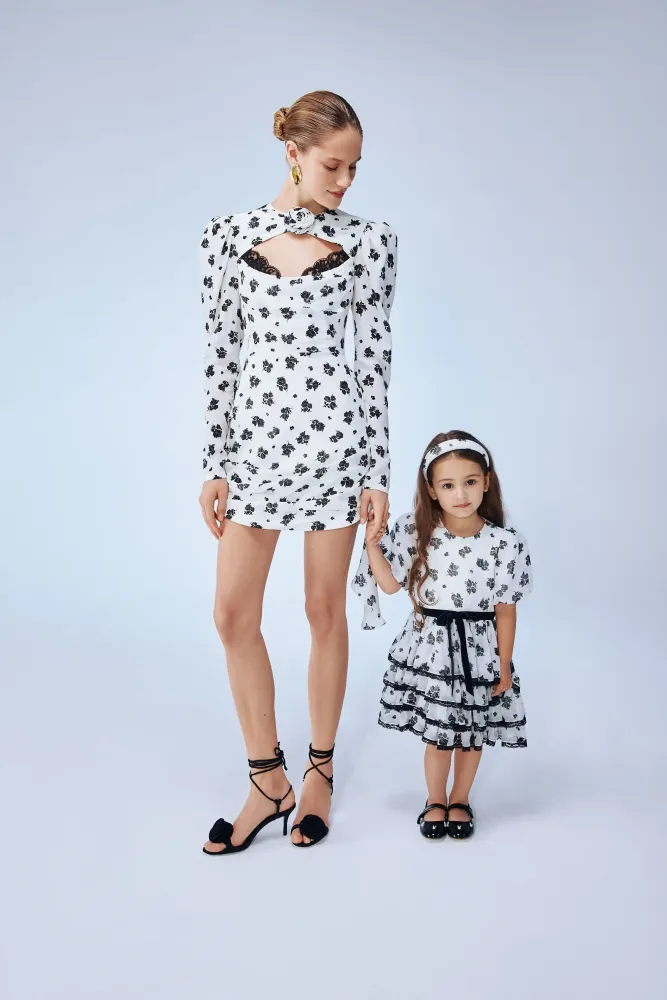 Fifi, платье детское из молочного шифона с цветочным принтом
