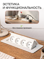 Горизонтальная четверная розетка, белая