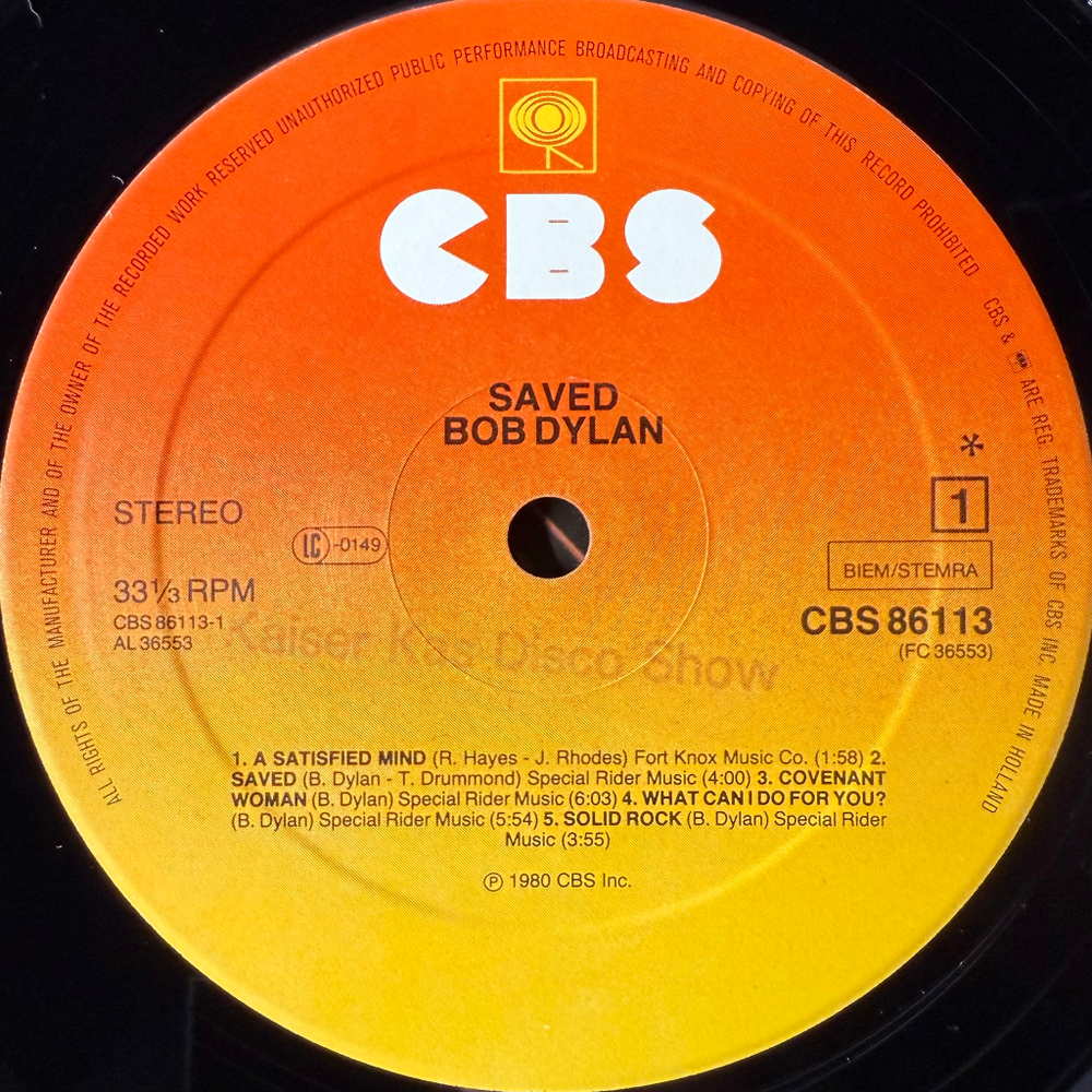 Bob Dylan ‎– Saved (Голландия 1980г.)