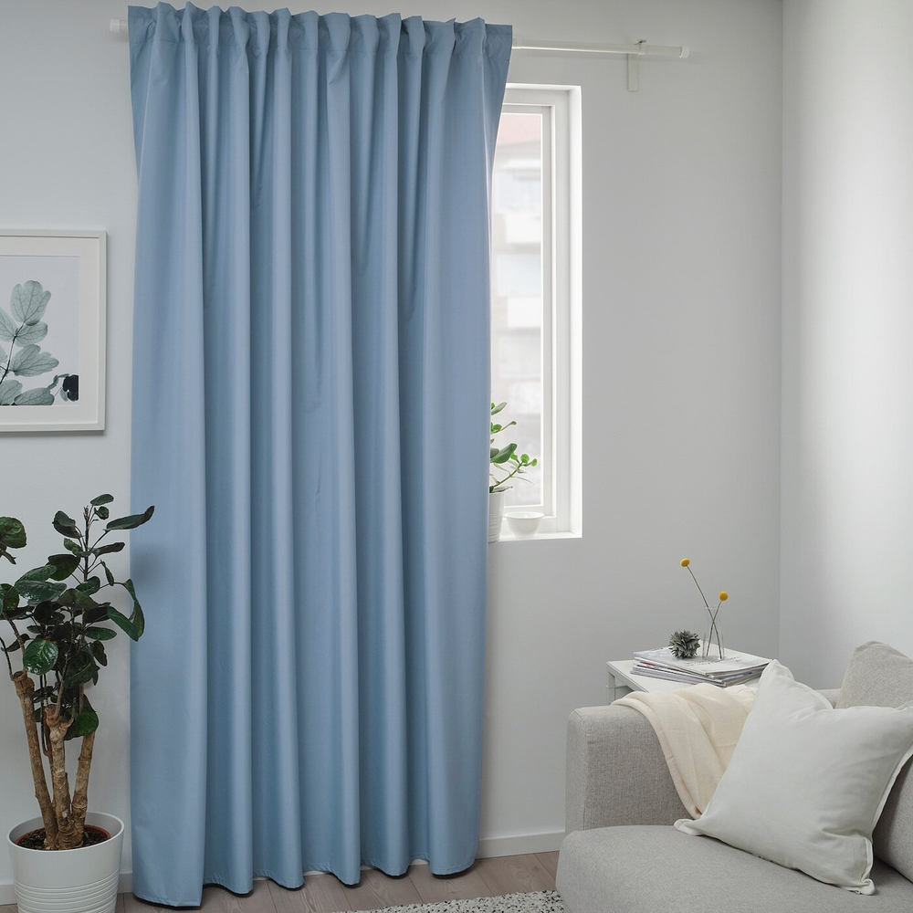 IKEA BENGTA  (ИКЕА БЕНГТА)  -  Штора блэкаут, 1 длина, на ленте/синий, 210x300 см