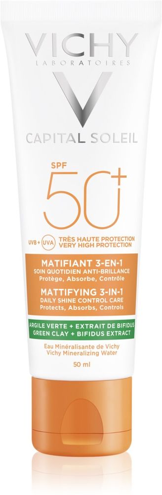 Vichy защитный матирующий крем для лица SPF 50+ Capital Soleil Mattifying 3-in-1