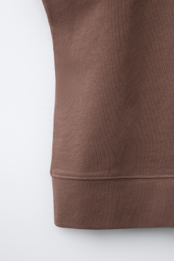 ZARA ОДНОТОННАЯ ФУТБОЛКА HEAVY WEIGHT, КОРИЧНЕВЫЙ
