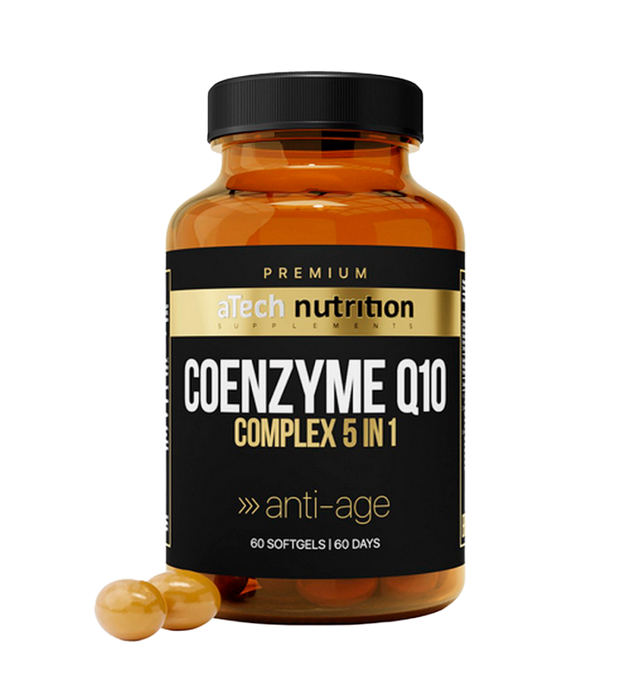 Коэнзим Q10, Coenzyme Q10, aTech Nutrition Premium, 60 желатиновых капсул