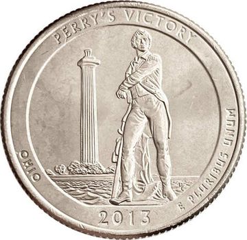 25 центов (1/4 доллара, квотер) 2013 США «Мемориал победы Перри» (P) (17-й парк)