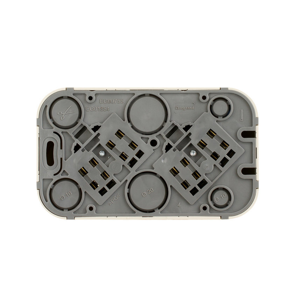 Розеточный блок двойной с заземлением со шторками IP20 16А 250В белый Quteo Legrand