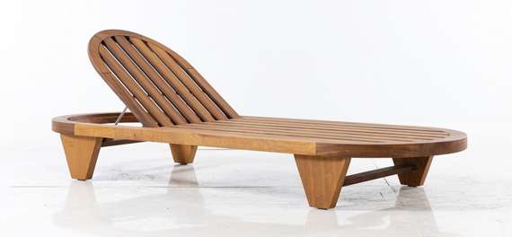 Шезлонг Spain, массив ироко, голубой матрас