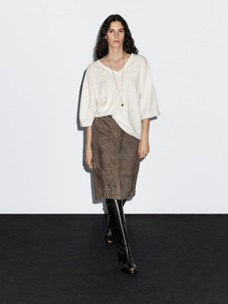 Massimo Dutti Свитер из смесовой шерсти с V-образным вырезом, белый