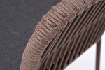 "Лион" стул плетеный из роупа, каркас из стали коричневый (RAL8016) муар, роуп коричневый круглый, ткань темно-серая 027