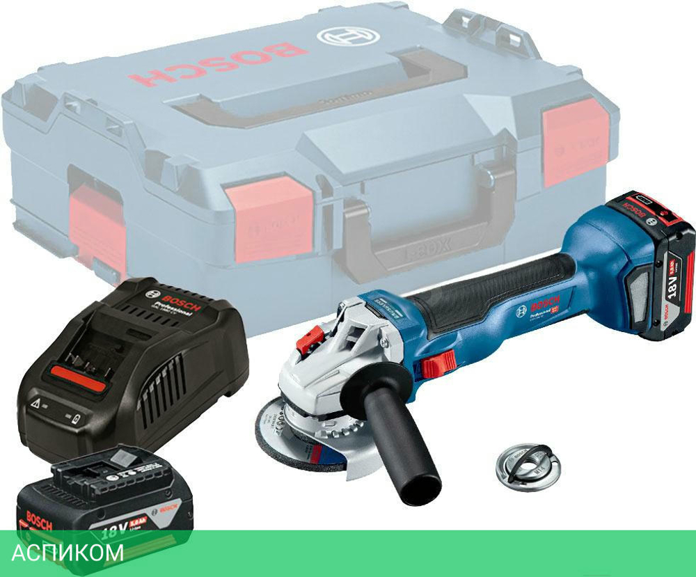 Угловая шлифмашина Bosch GWS 18V-10 Professional с 2АКБ в кейсе (06019J4004)