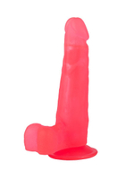Розовый фаллоимитатор с удлинённой мошонкой - 16,5 см. (Цвет: розовый)