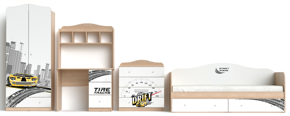 Стол письменный МАМА "Машина", Шимо светлый/Белый