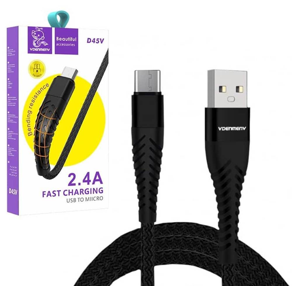 Кабель USB - Micro DENMEN D45V 2.4A (черный) 1м