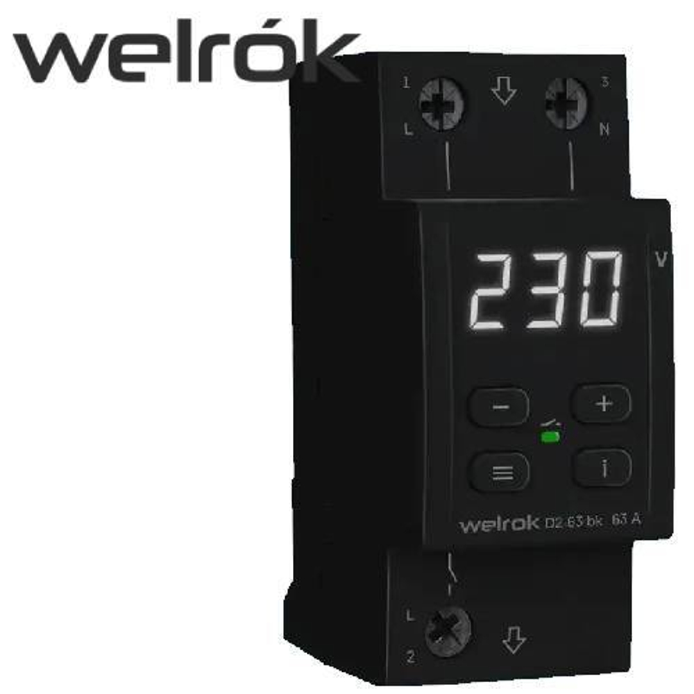 Реле напряжения (WELROK) D2-63A BK (черный)
